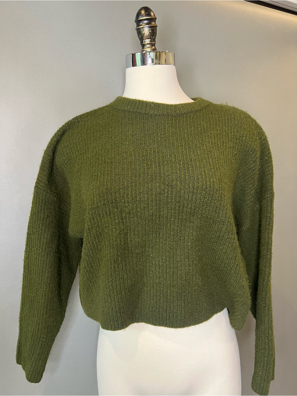 Topshop Olive Crewneck Knit Sweater